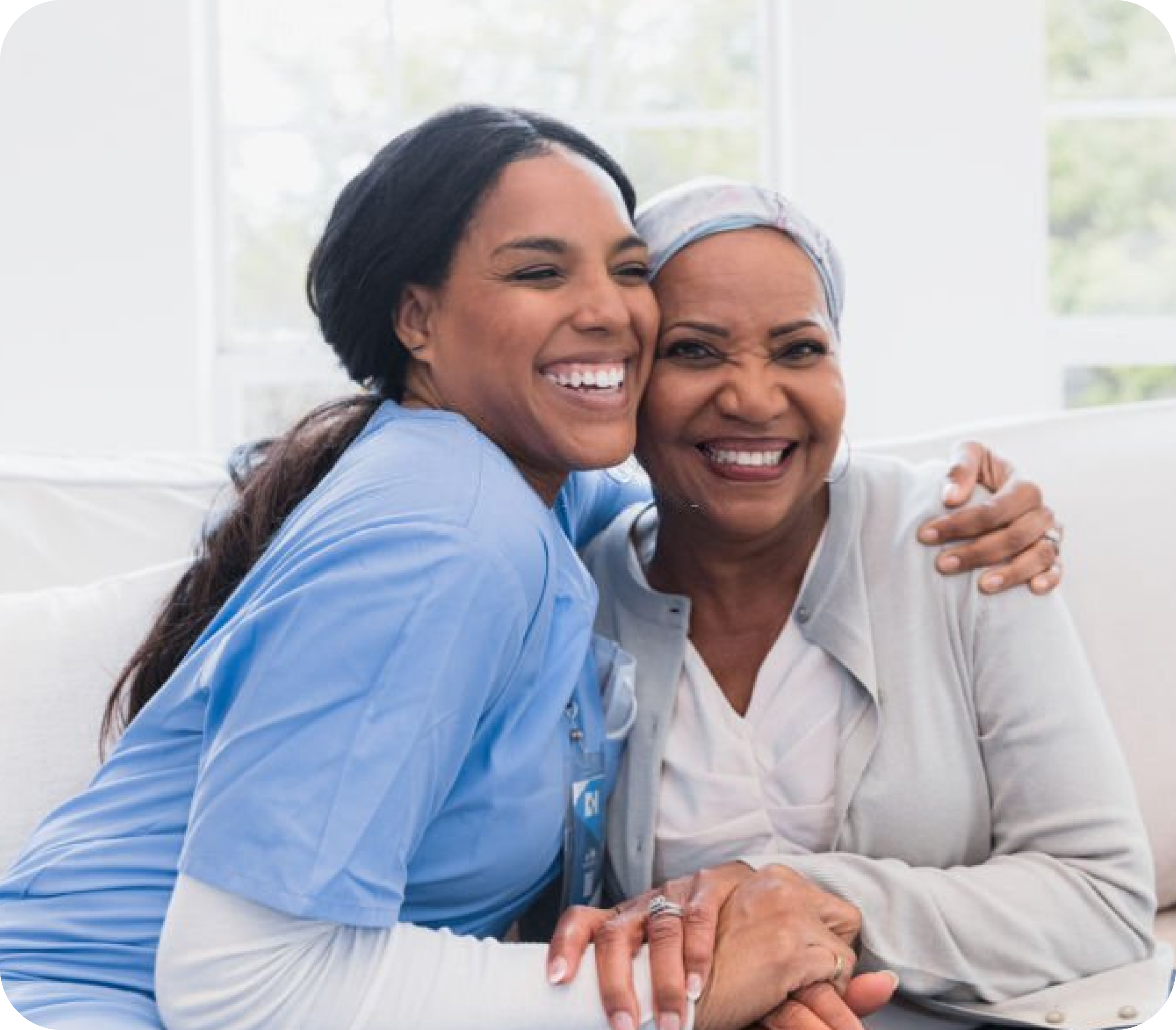 Married couple smiling and holding each others